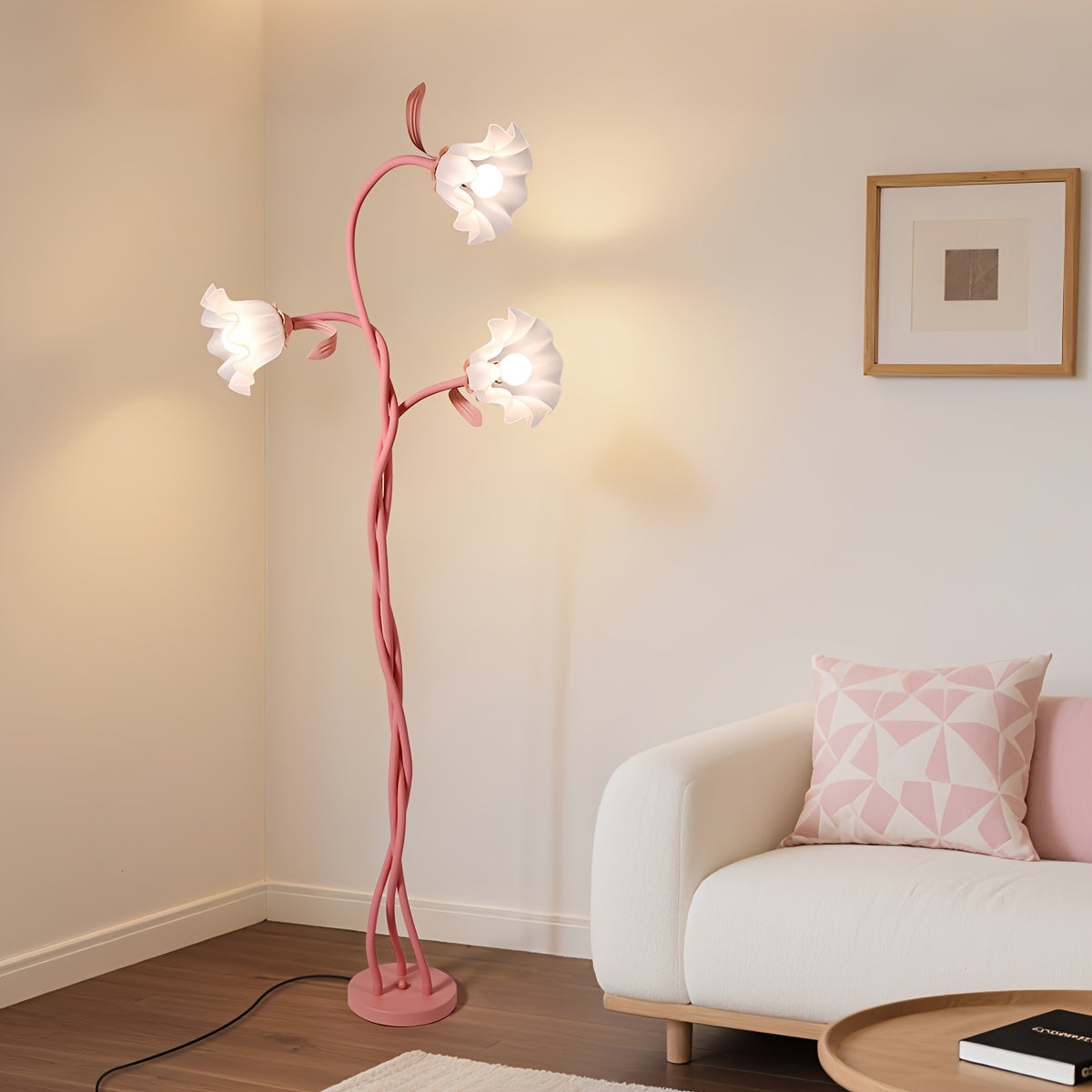 Contemporary Floral Floor Lamp with a Flexible Arm, Creative Design with 3 Color Temperatures, Ideal for Bedrooms, Living Rooms, Studies, And Hotel Decor (Comes with 3 Bulbs Included)