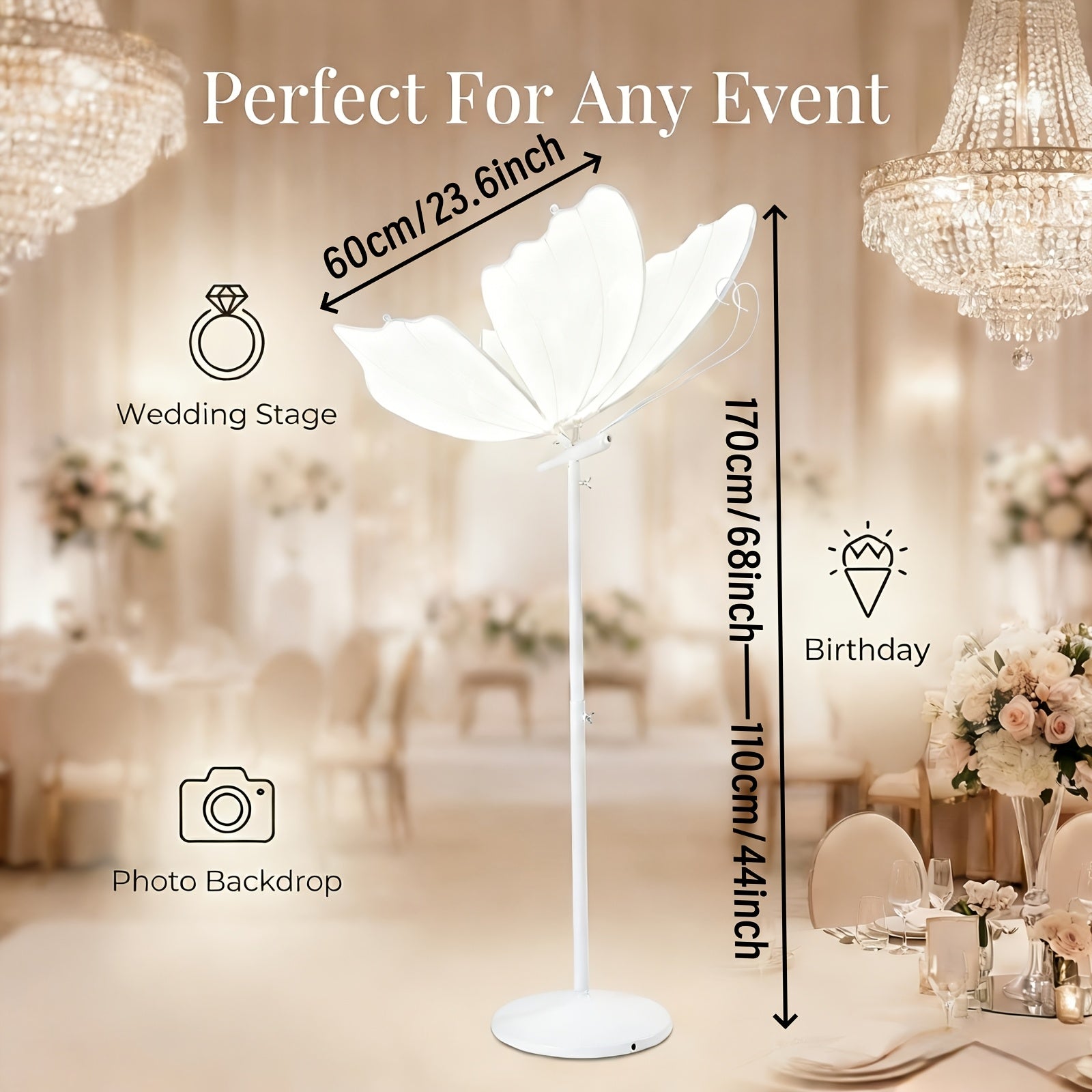 23.62inch Butterfly Floor Lamps 1pc, Elegant Creative Butterfly Pendant Lights. ButterflyPendant Lights Are Suitable For Bridal Showers, Wedding Parties, Birthday Celebrations, Engagement Parties, Baby Shower, Mother'S Day & Graduation Party Decorations