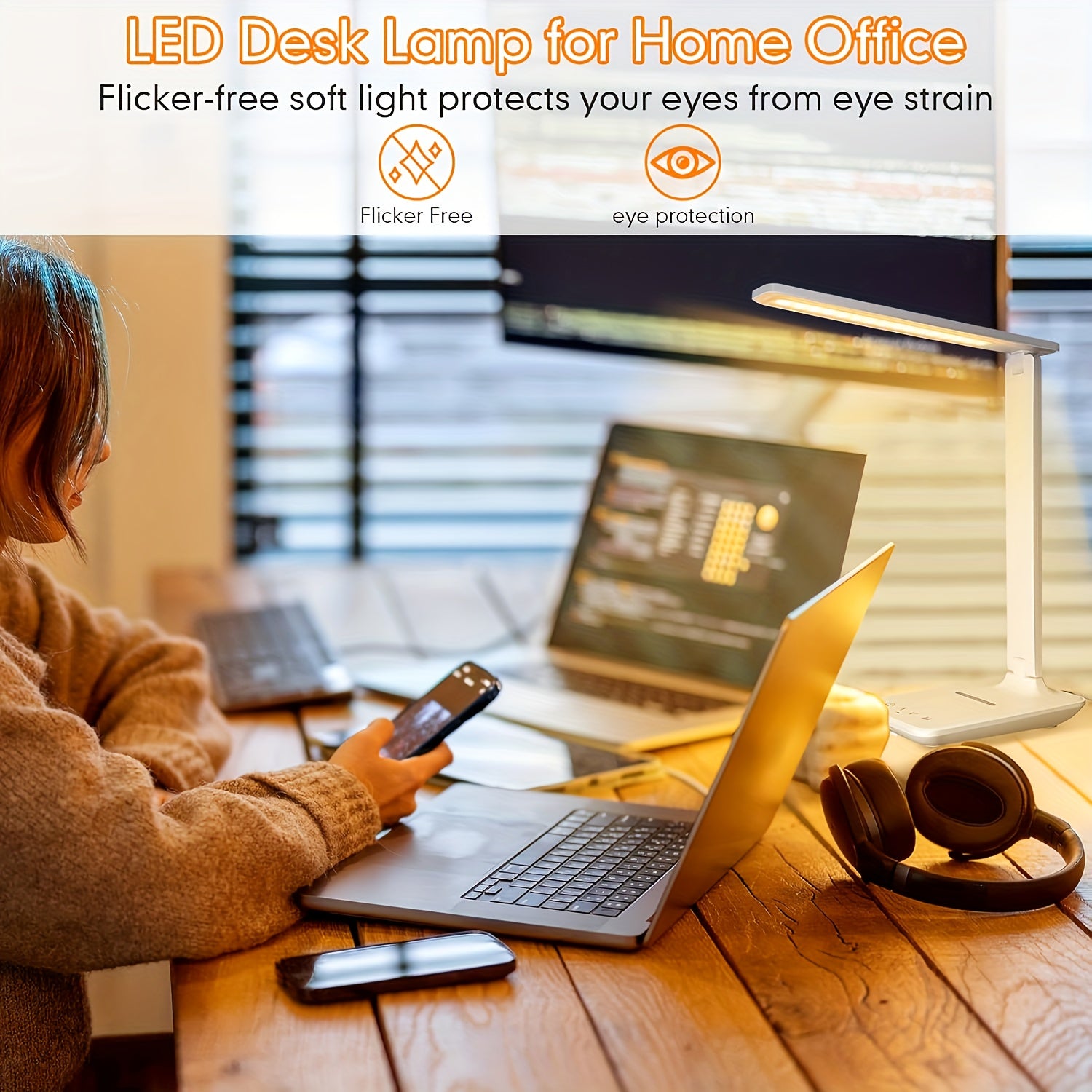 LED Folding Table Lamp with Multi-color Temperature And Multi-brightness Touch Switch, USB-powered, Suitable for Studying And Eye Protection