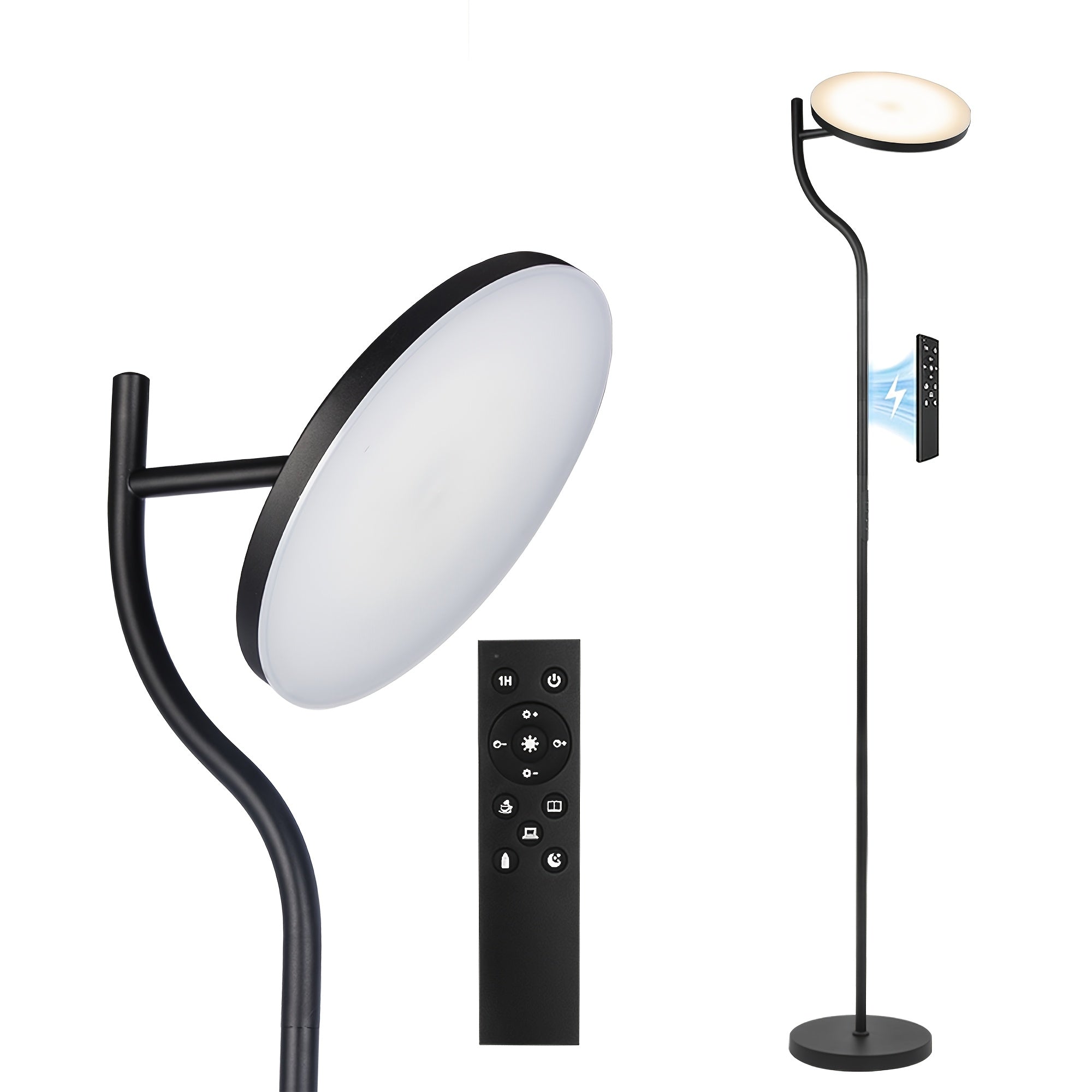 LED Floor Lamp Dimmable In Living Room -36W Rotating Floor Lamp Black 4-color Continuous Dimming - Floor Lamp with Remote Control And Touch Control In Living Room, Bedroom, Office