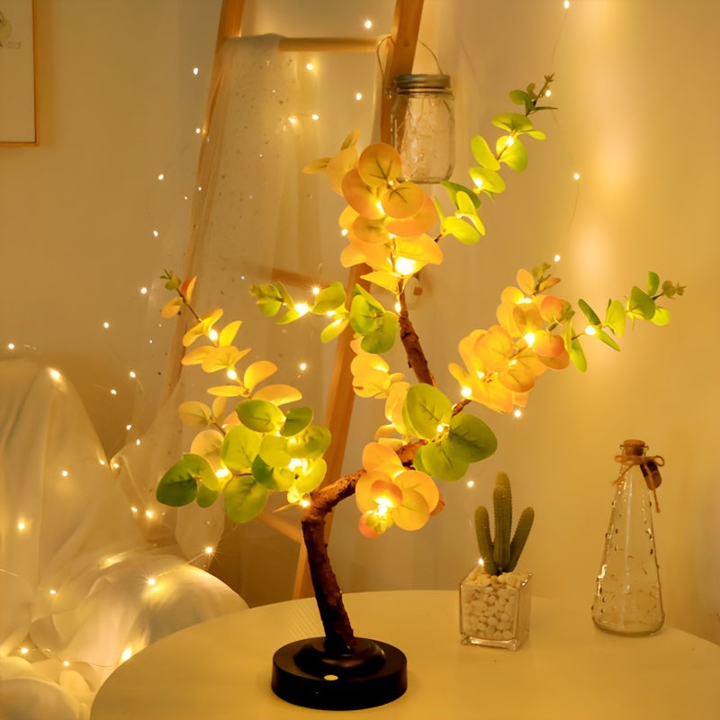 Shenzhi Tech LED Lights, Tree-Shaped Desk Lamp - Potted Eucalyptus LED Desk Lamp, Battery\u002FUSB Powered, Aesthetic Night Light, Suitable for Home Decor, Fairy Light Tree, Home Office Desk, And Room Decor
