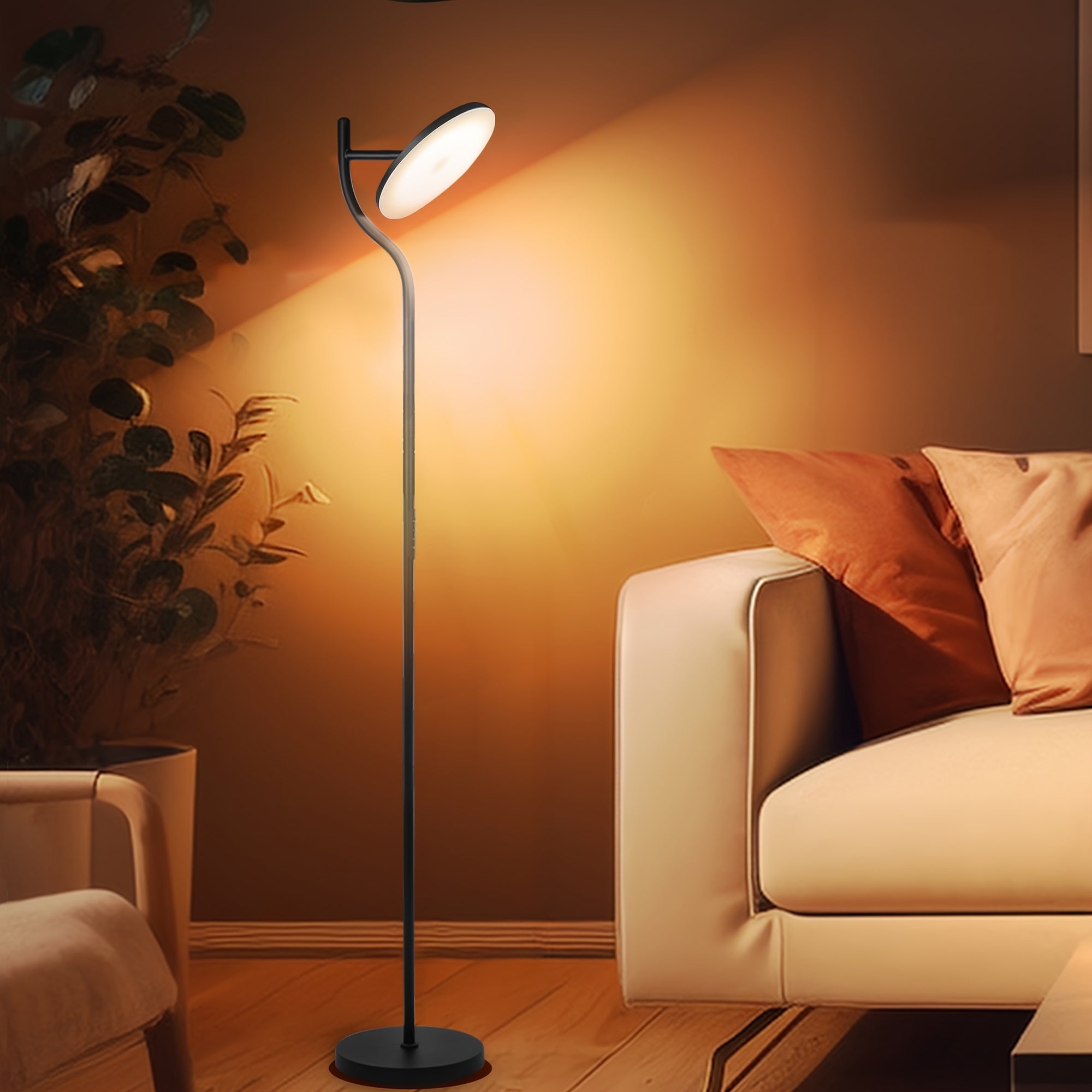 LED Floor Lamp Dimmable In Living Room -36W Rotating Floor Lamp Black 4-color Continuous Dimming - Floor Lamp with Remote Control And Touch Control In Living Room, Bedroom, Office