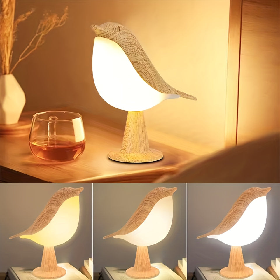1pc Rechargeable Portable Birdwood Night Light, Aromatherapy-Compatible, 3 Color Temperatures, Dimmable Touch Control, Built-in Battery, Hangable, Suitable for Bedroom, Bedside, Gift And Outdoor Camping Use
