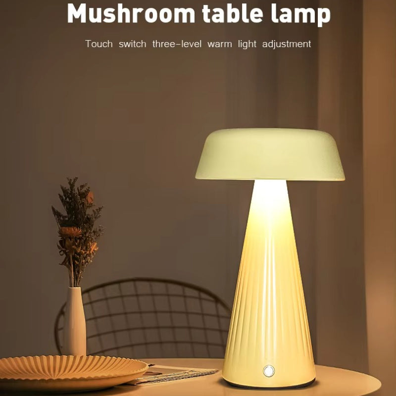 Mushroom Table Lamp, USB Fast Charging, Long Battery Life, Touch Dimming, Soft Eye-Friendly Light, Suitable for Bedroom Nightstand\u002F Study Reading Companion\u002F Boutique Hotel Decor\u002F Bar Atmosphere Lig
