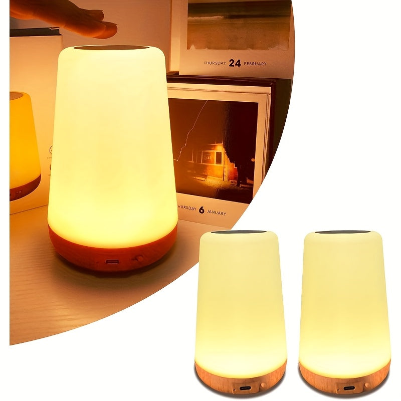 2pcs Christmas Lights LED Bedside Touch Table Lamp Compact Night Light, Portable Desktop Edge Lamp with 13 RGB Colors, Suitable for Bedroom\u002FDining Table\u002FHallway\u002FLiving Room.