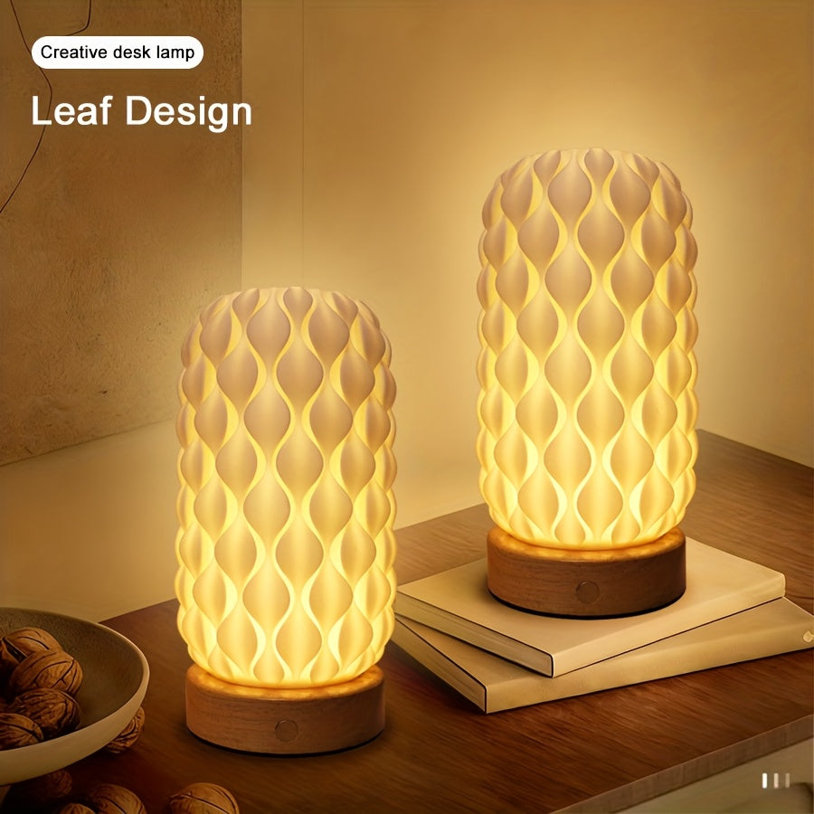 2pcs 3D Printed Artistic Desk Lamp, Cordless Table Lamp for Workspace, Reading Lamp Touch Lamp, Nightstand Lamp, Rechargeable Battery Powered, 3 Color Dimming Bedside Lamp, Adjustable Brightness, Decorative Versatile Lighting, Suitable for Bedroom