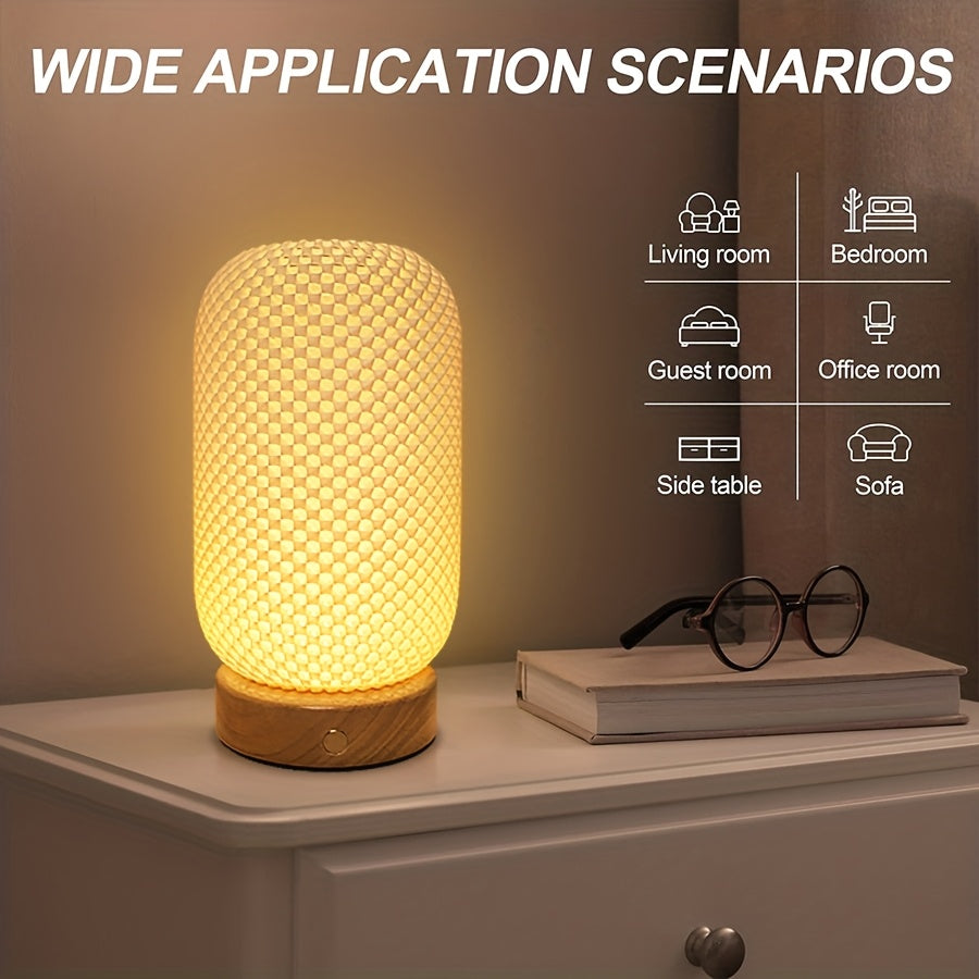 2pcs 3D Printed Artistic Desk Lamp, Cordless Table Lamp for Workspace, Reading Lamp Touch Lamp, Nightstand Lamp, Rechargeable Battery Powered, 3 Color Dimming Bedside Lamp, Adjustable Brightness, Decorative Versatile Lighting, Suitable for Bedroom