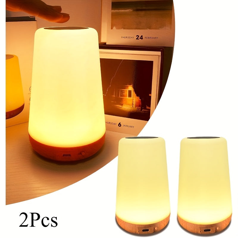 2pcs Christmas Lights LED Bedside Touch Table Lamp Compact Night Light, Portable Desktop Edge Lamp with 13 RGB Colors, Suitable for Bedroom\u002FDining Table\u002FHallway\u002FLiving Room.