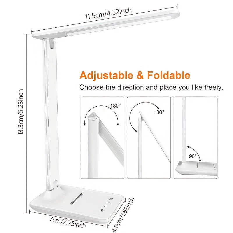 LED Folding Table Lamp with Multi-color Temperature And Multi-brightness Touch Switch, USB-powered, Suitable for Studying And Eye Protection