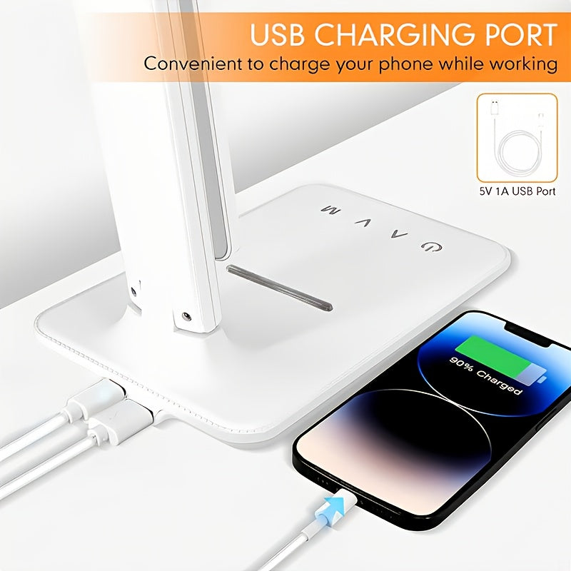 LED Folding Table Lamp with Multi-color Temperature And Multi-brightness Touch Switch, USB-powered, Suitable for Studying And Eye Protection