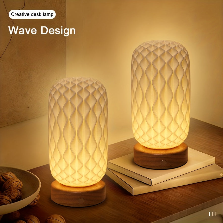 2pcs 3D Printed Artistic Desk Lamp, Cordless Table Lamp for Workspace, Reading Lamp Touch Lamp, Nightstand Lamp, Rechargeable Battery Powered, 3 Color Dimming Bedside Lamp, Adjustable Brightness, Decorative Versatile Lighting, Suitable for Bedroom