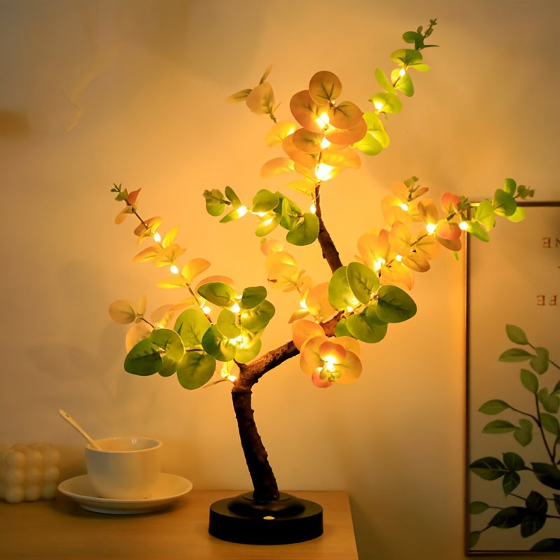 Shenzhi Tech LED Lights, Tree-Shaped Desk Lamp - Potted Eucalyptus LED Desk Lamp, Battery\u002FUSB Powered, Aesthetic Night Light, Suitable for Home Decor, Fairy Light Tree, Home Office Desk, And Room Decor