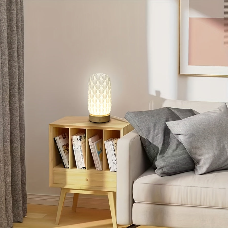 2pcs 3D Printed Artistic Desk Lamp, Cordless Table Lamp for Workspace, Reading Lamp Touch Lamp, Nightstand Lamp, Rechargeable Battery Powered, 3 Color Dimming Bedside Lamp, Adjustable Brightness, Decorative Versatile Lighting, Suitable for Bedroom