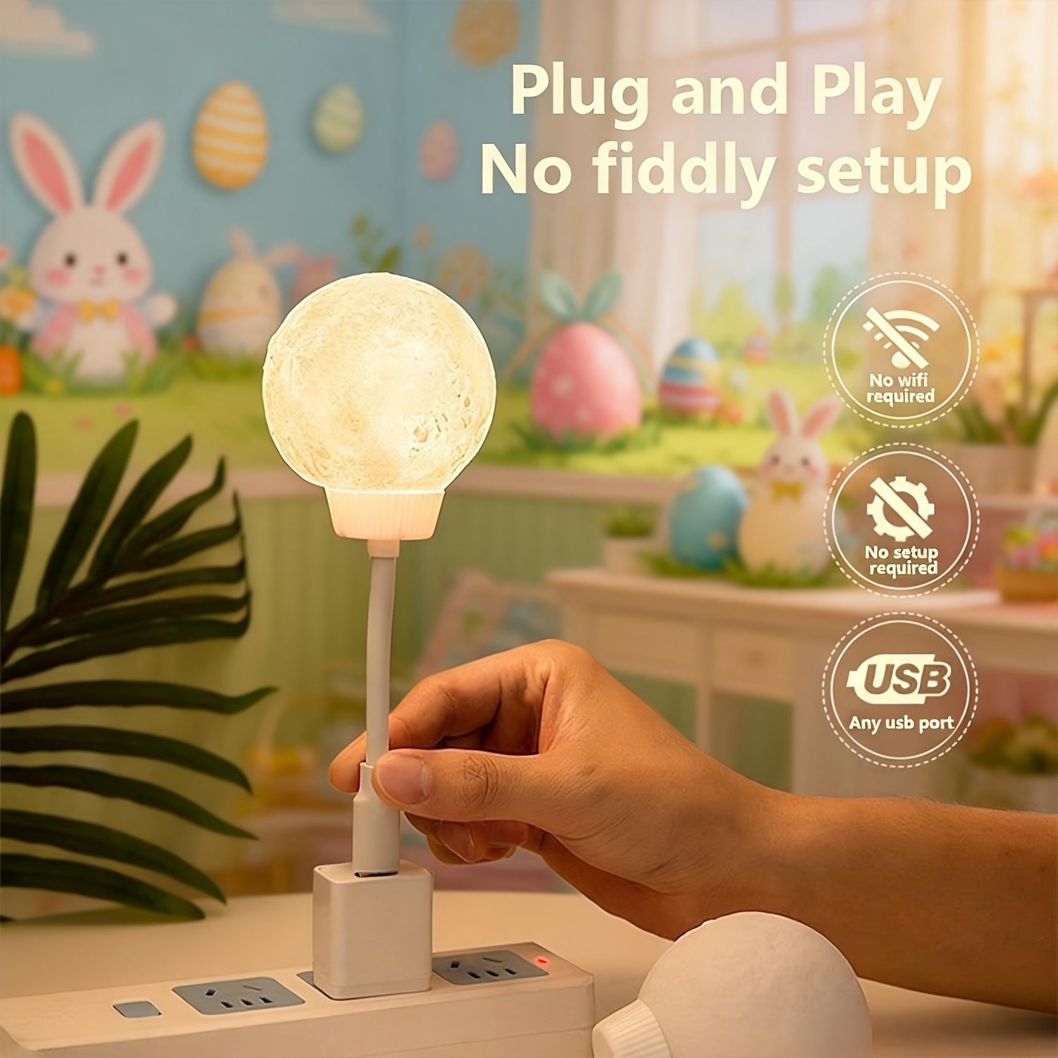 2pcs Voice Activated Moon Night Light, USB Plug-in 3-Color Dimmable LED Lamp with Sound Sensor, Wall & Tabletop Decor for Bedroom, Travel Camping, Birthday, Christmas & Holiday Gift