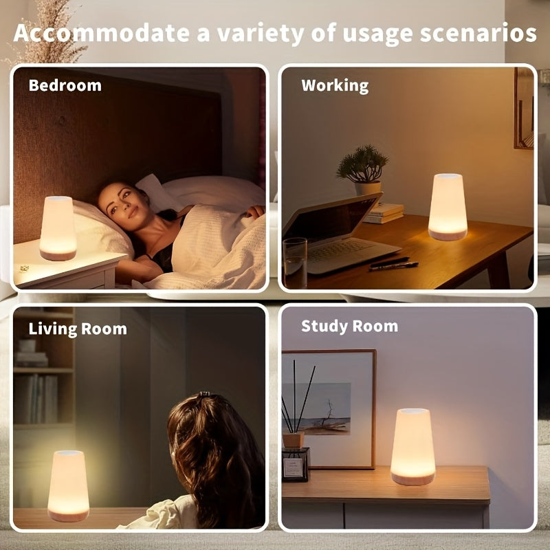 2pcs Christmas Lights LED Bedside Touch Table Lamp Compact Night Light, Portable Desktop Edge Lamp with 13 RGB Colors, Suitable for Bedroom\u002FDining Table\u002FHallway\u002FLiving Room.