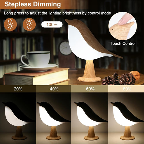 1pc Rechargeable Portable Birdwood Night Light, Aromatherapy-Compatible, 3 Color Temperatures, Dimmable Touch Control, Built-in Battery, Hangable, Suitable for Bedroom, Bedside, Gift And Outdoor Camping Use