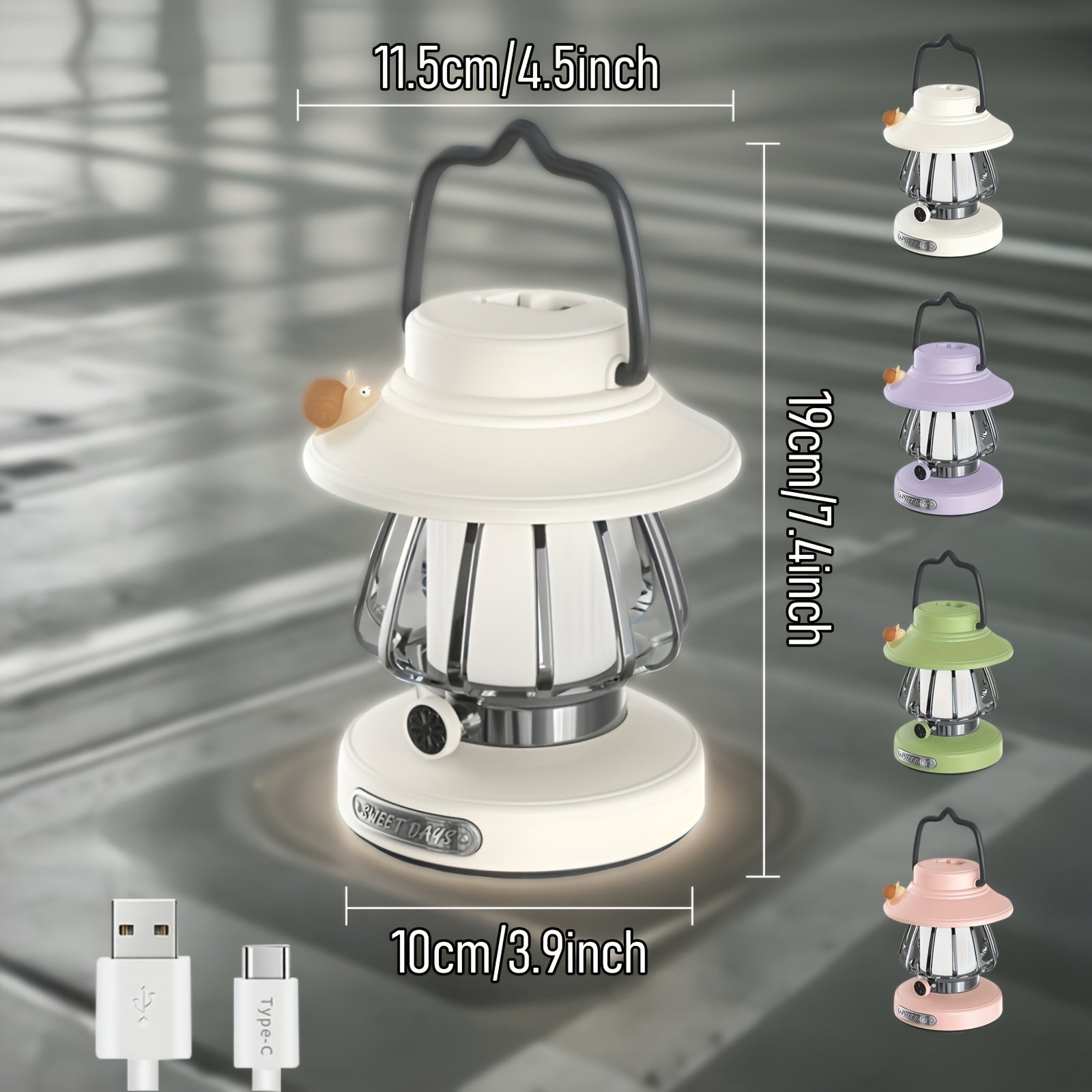 A Snail-Themed Retro Night Light | USB-Rechargeable LED, Three-Level Dimmable, Portable with Hook, Four Colors Available, Creative Hand-Held Ambient Light