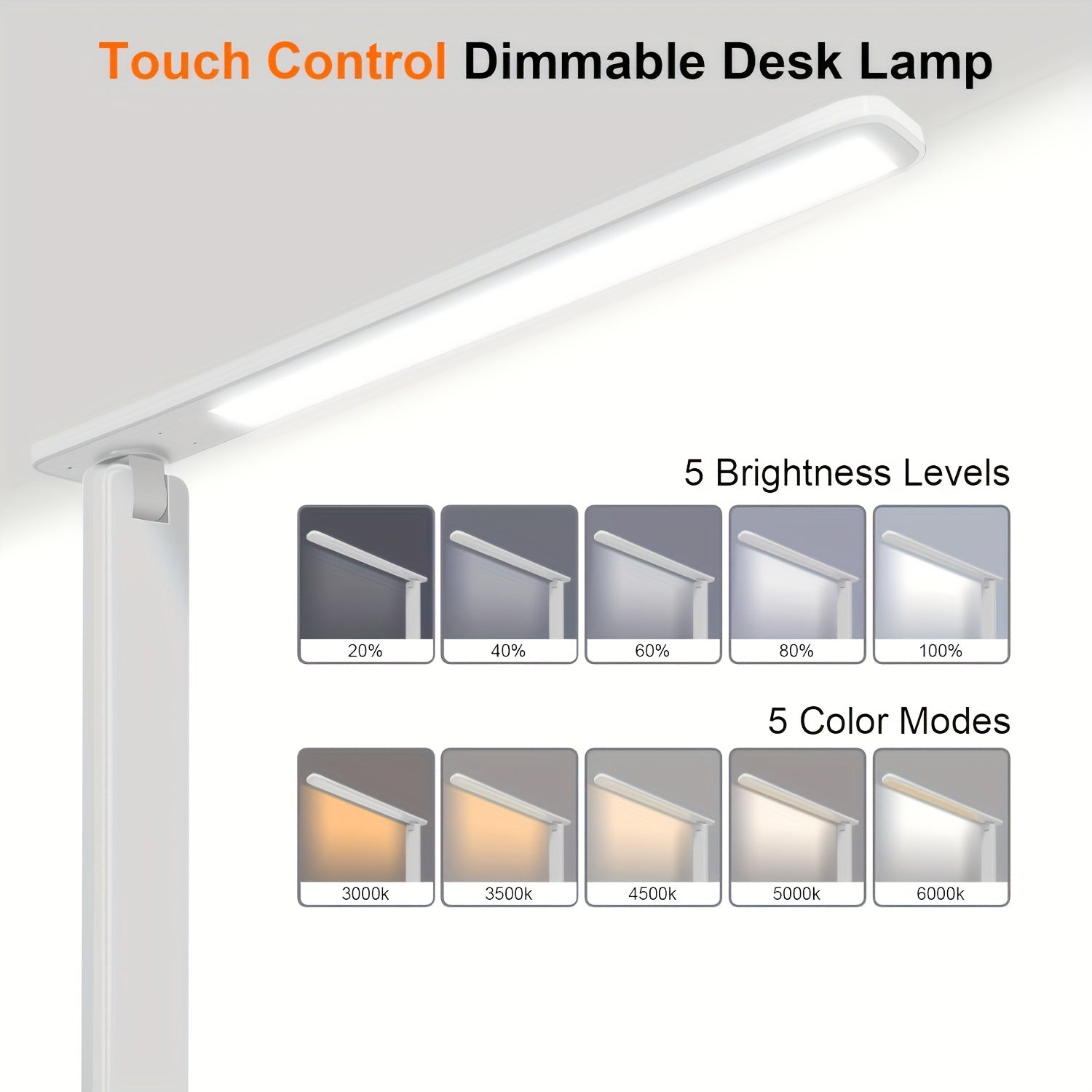 LED Folding Table Lamp with Multi-color Temperature And Multi-brightness Touch Switch, USB-powered, Suitable for Studying And Eye Protection
