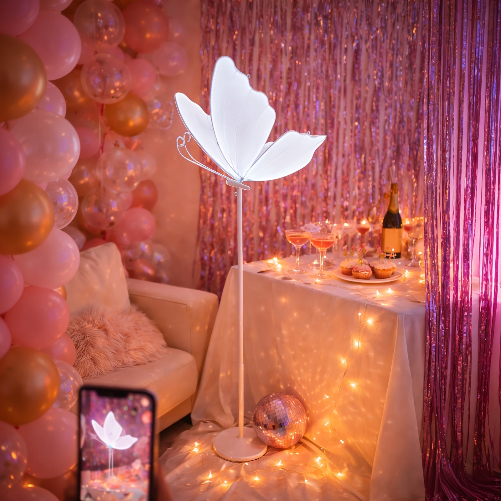 23.62inch Butterfly Floor Lamps 1pc, Elegant Creative Butterfly Pendant Lights. ButterflyPendant Lights Are Suitable For Bridal Showers, Wedding Parties, Birthday Celebrations, Engagement Parties, Baby Shower, Mother'S Day & Graduation Party Decorations