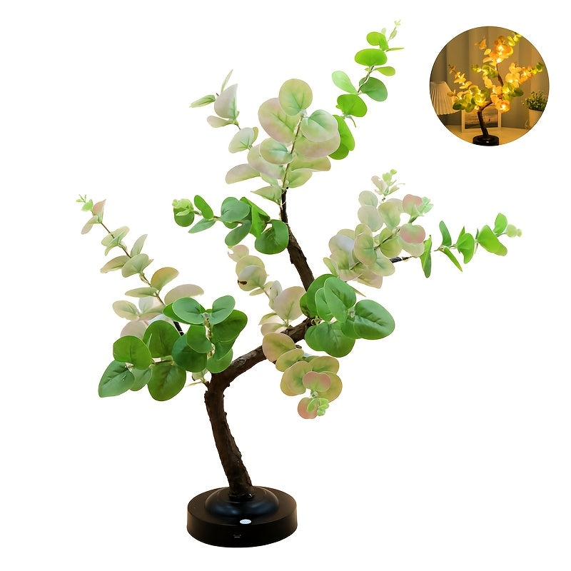 Shenzhi Tech LED Lights, Tree-Shaped Desk Lamp - Potted Eucalyptus LED Desk Lamp, Battery\u002FUSB Powered, Aesthetic Night Light, Suitable for Home Decor, Fairy Light Tree, Home Office Desk, And Room Decor