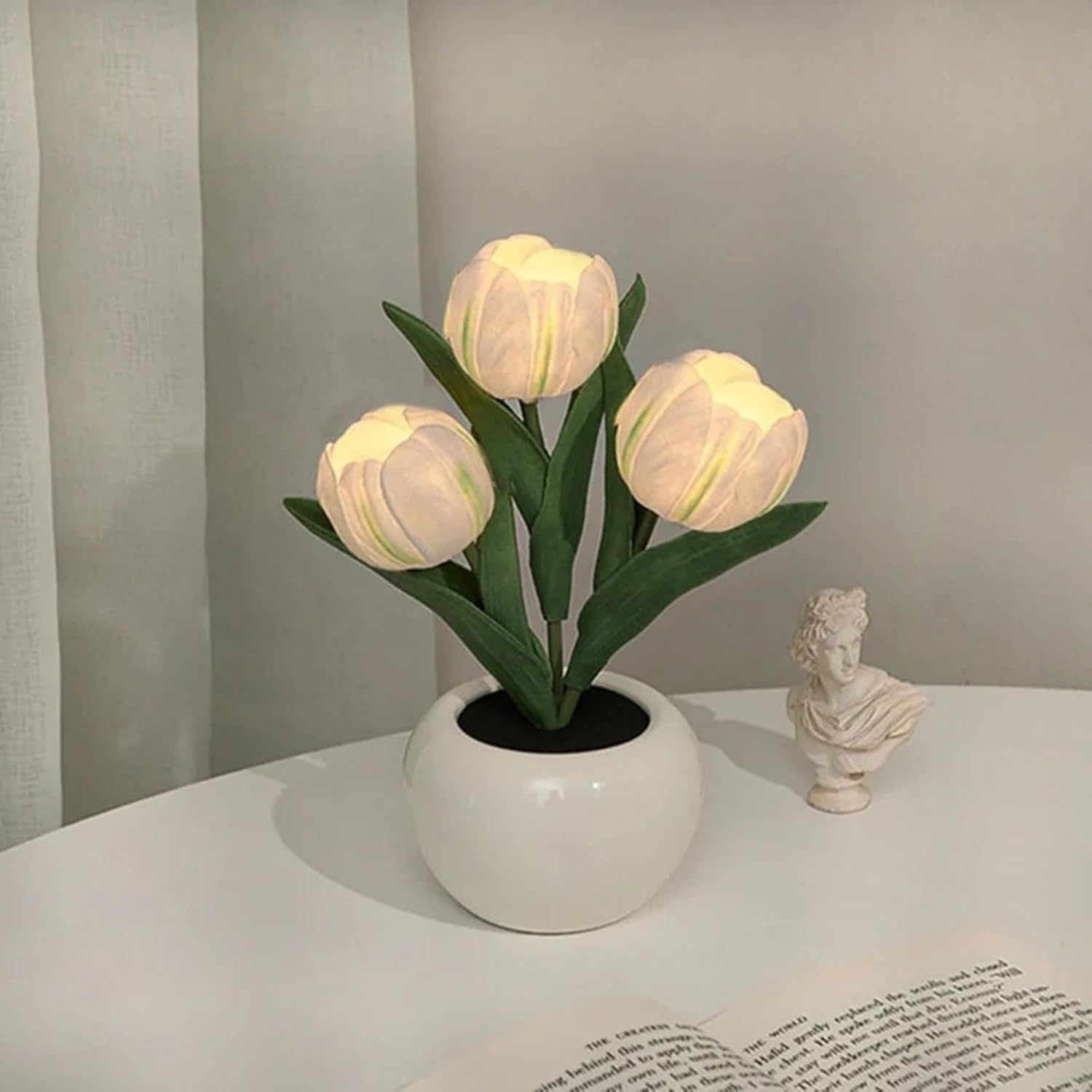2pcs Tulip Night Light - Gifts for Her Artificial Flower LED Night Light Simulated Bonsai Table Lamp with Vase Valentine'S Day Birthday Gift for Home Living Room Desktop Decor