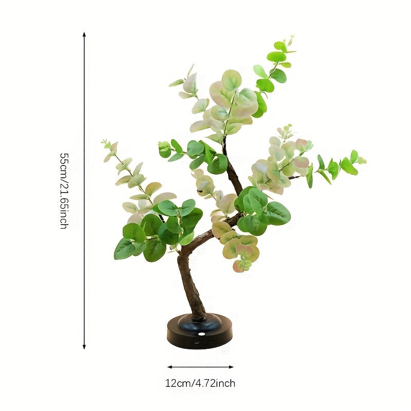 Shenzhi Tech LED Lights, Tree-Shaped Desk Lamp - Potted Eucalyptus LED Desk Lamp, Battery\u002FUSB Powered, Aesthetic Night Light, Suitable for Home Decor, Fairy Light Tree, Home Office Desk, And Room Decor