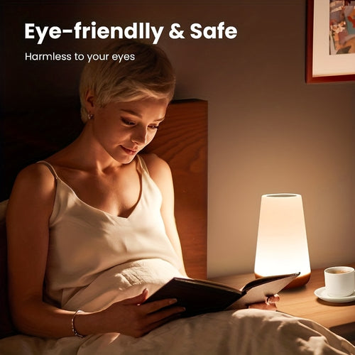 2pcs Christmas Lights LED Bedside Touch Table Lamp Compact Night Light, Portable Desktop Edge Lamp with 13 RGB Colors, Suitable for Bedroom\u002FDining Table\u002FHallway\u002FLiving Room.